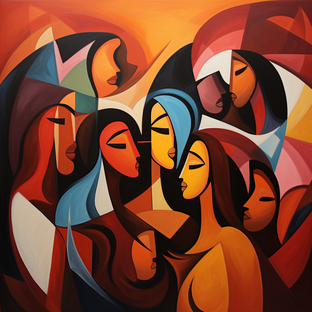 Abstract painting depicting communal love