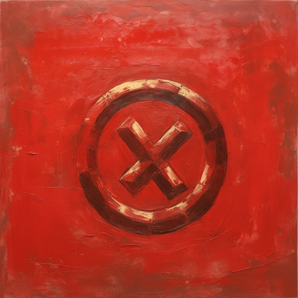 Communism symbol on red background painting