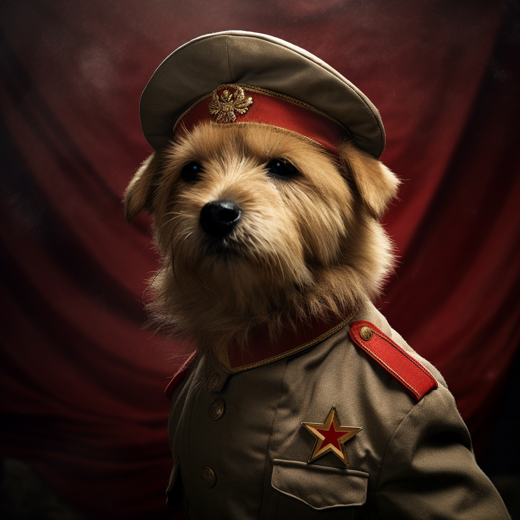 Adorable dog embracing communism