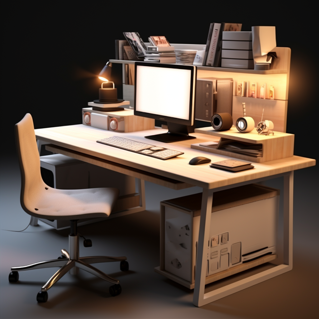 Modern company computer desk in a simple space