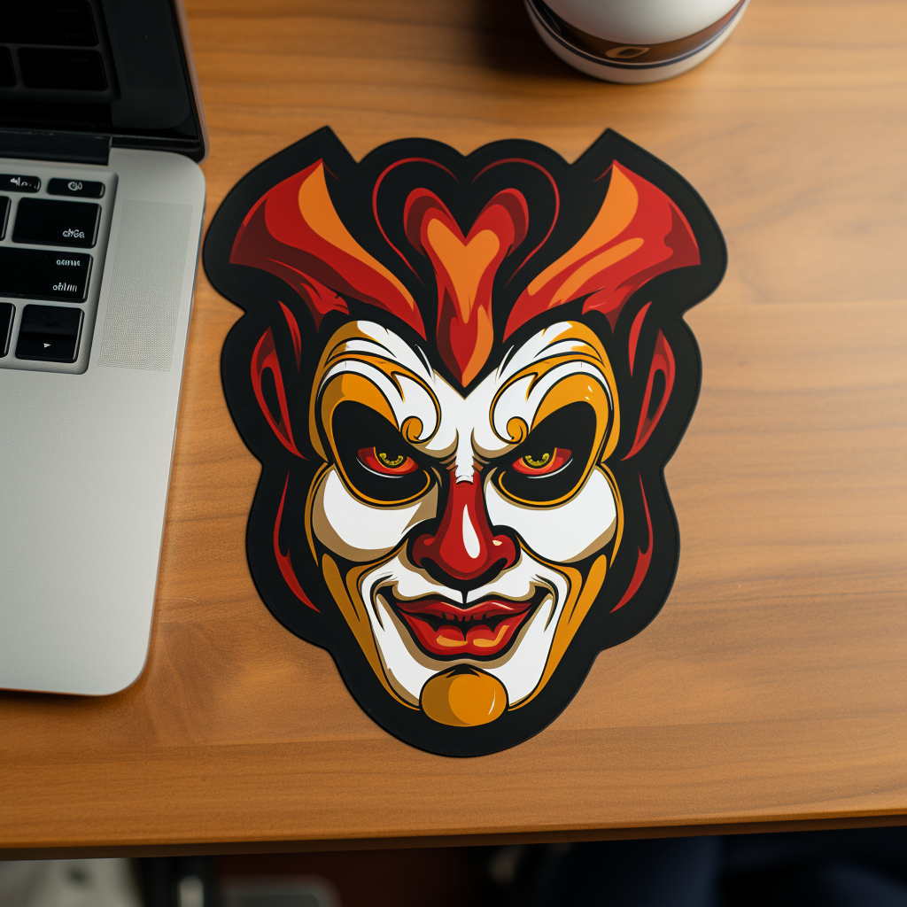 Sticker with company logo inspired by The Clown film