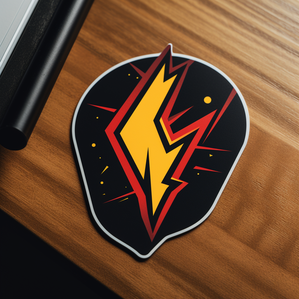 Colorful clown sticker with lightning bolt