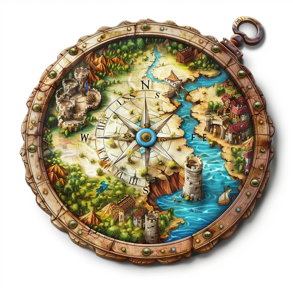 Compass icon in fantasy kingdom