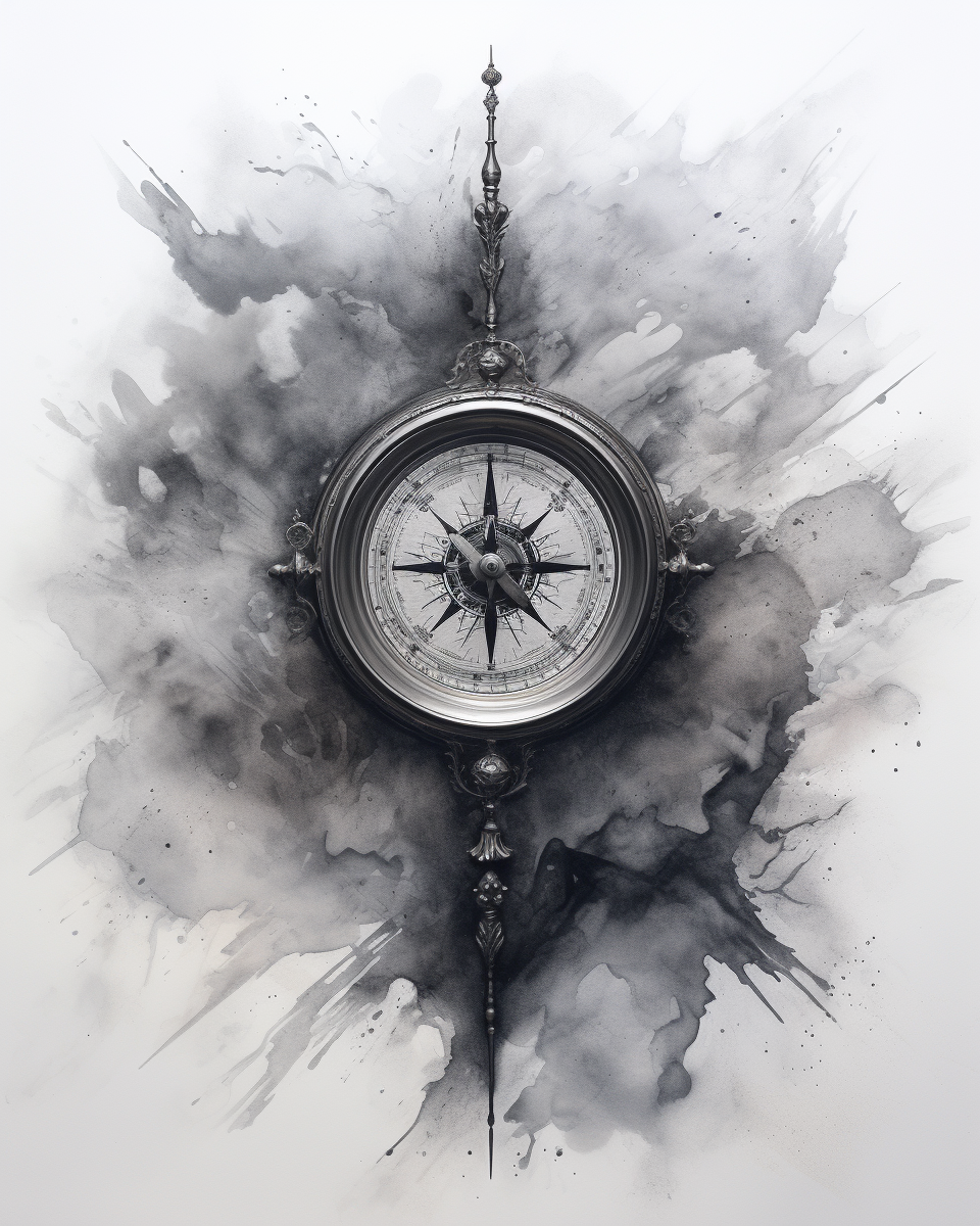 A gray tinted compass guiding the way