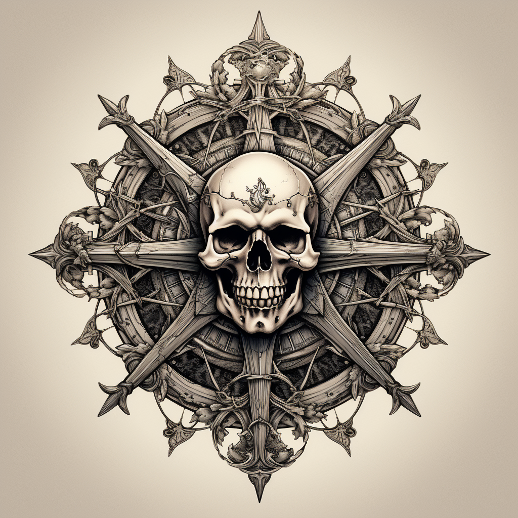 Compass Rose Skull Crossbones