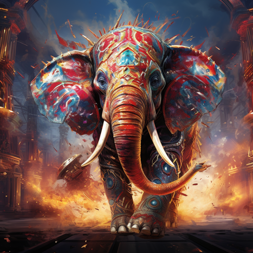 Majestic elephant showcasing flamboyant attacks