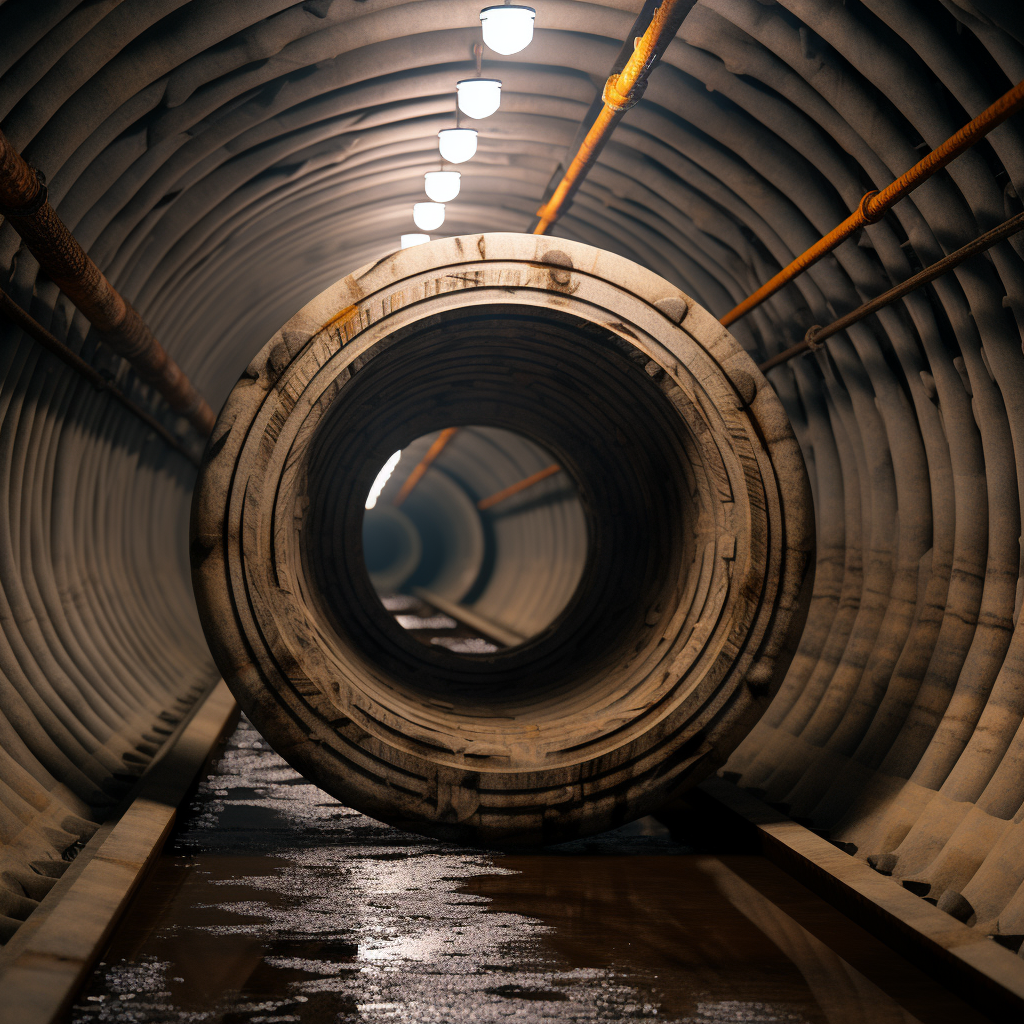 Computer 3D spiral in sewer system