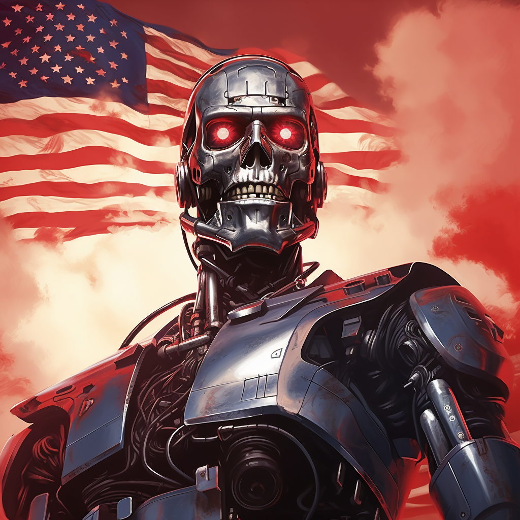 Epic movie poster featuring Comrade Robot against the USA