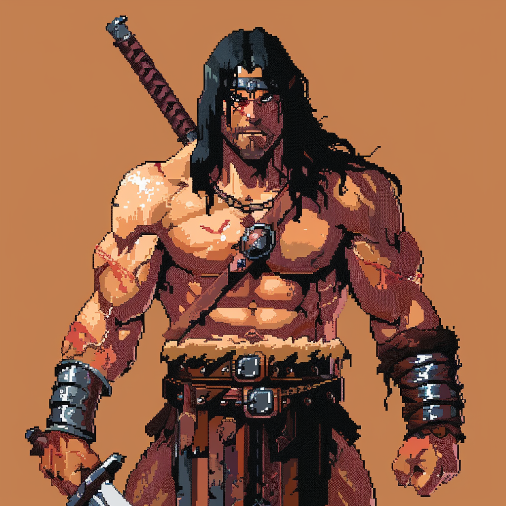 Pixelated Conan Barbarian Video Game