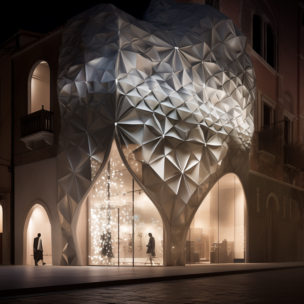 Nighttime Exterior View Concept Palace Venice Store Facade