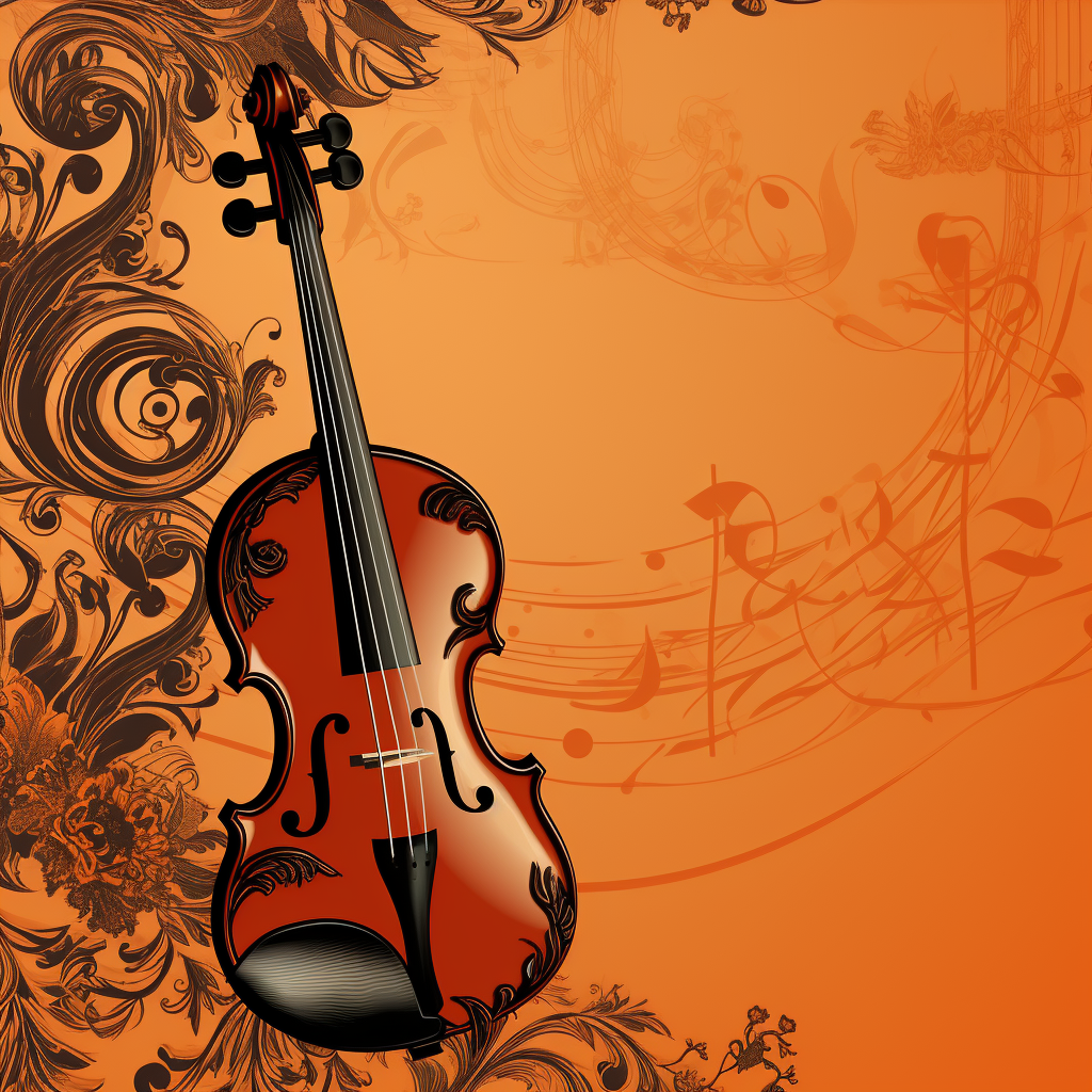 Baroque violin on pattern background