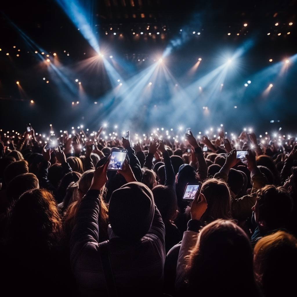 Concert fans capturing memories with flashlights