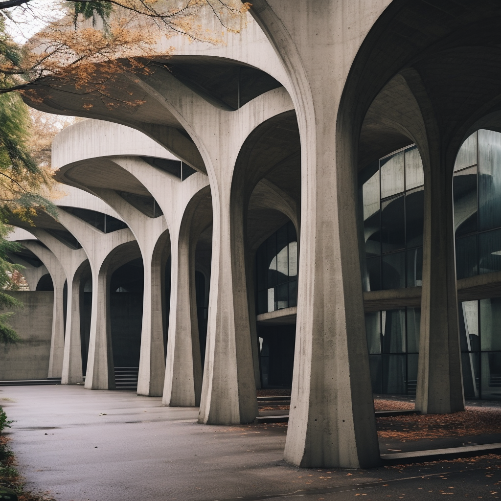 Concrete Brutalism Bridge Arch Columns