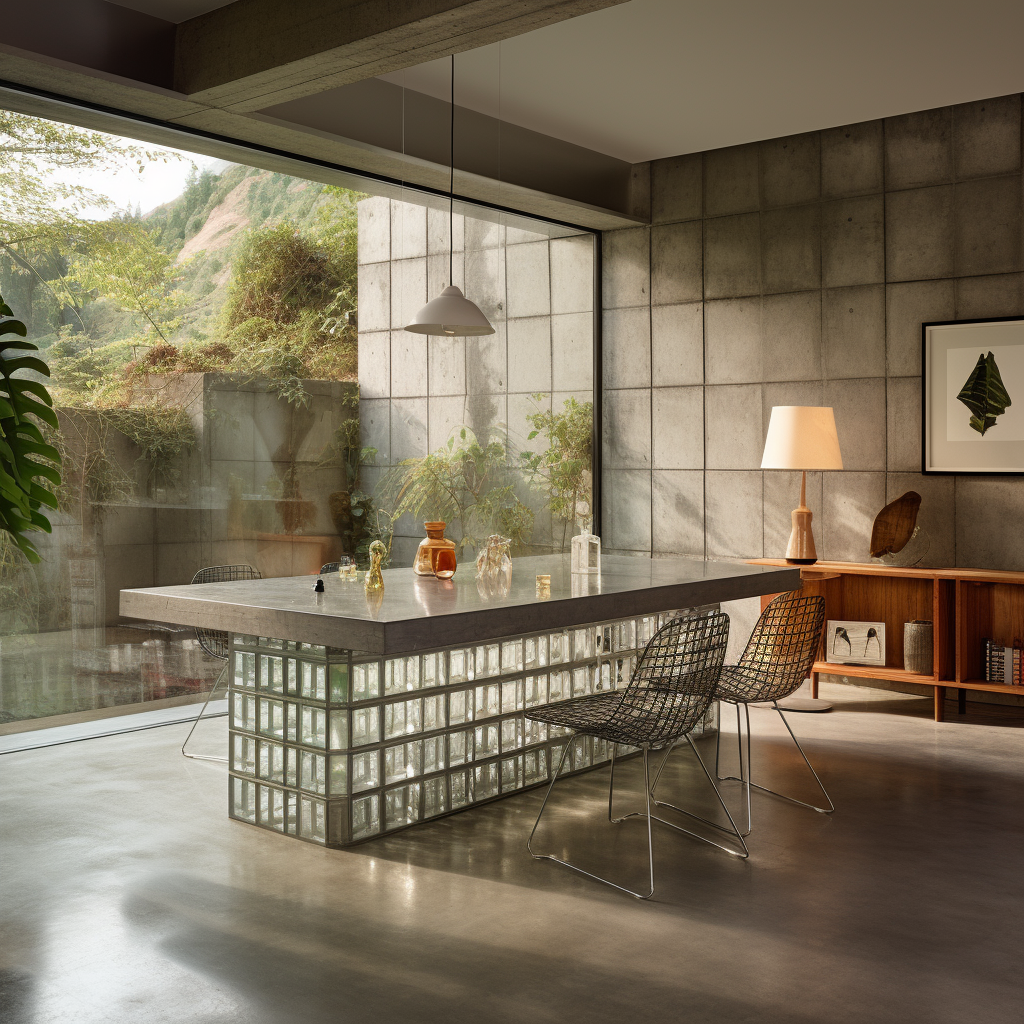 Concrete Brutalist Dining Room Design