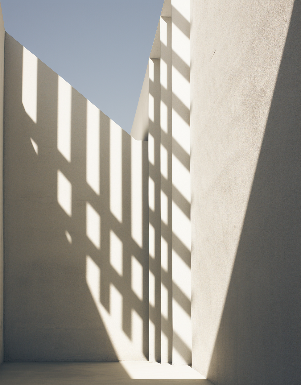 Sunlit window in a concrete building