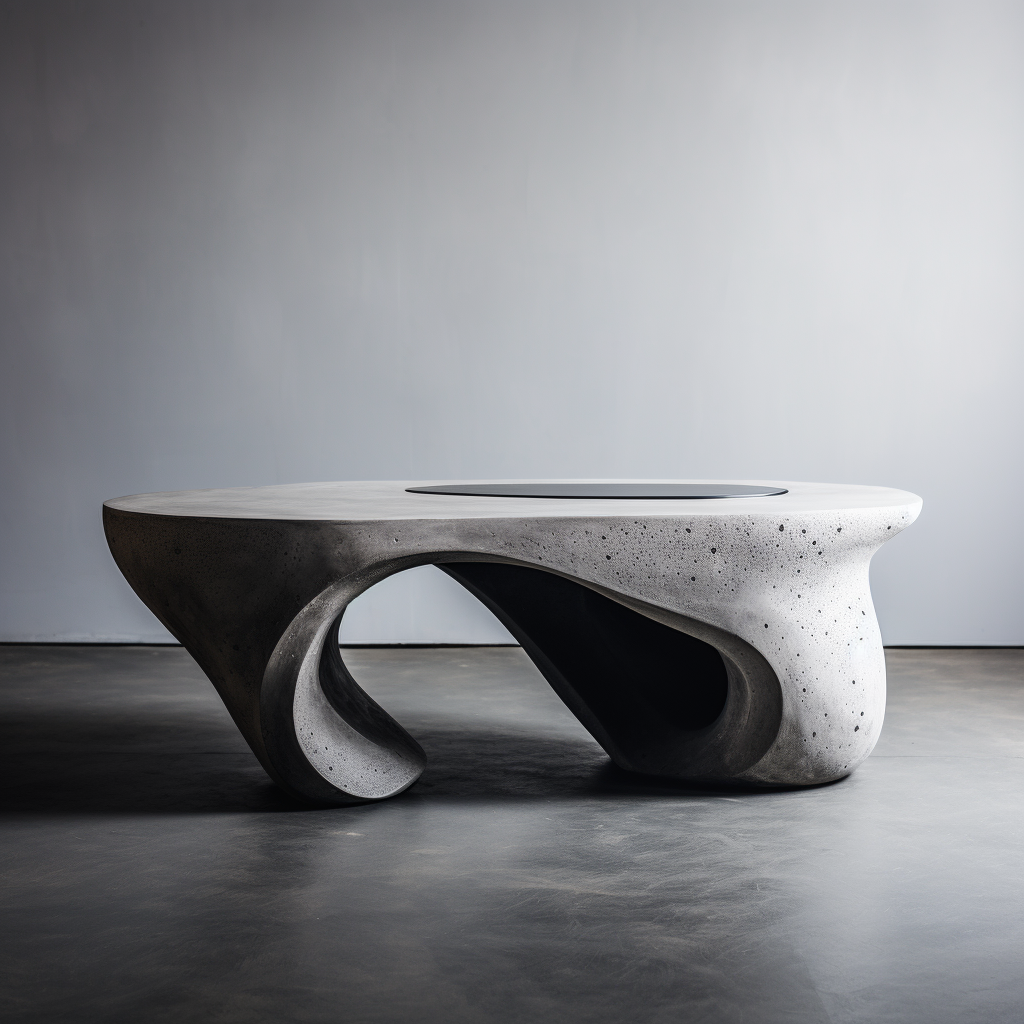 Concrete coffee table inspired by beluga