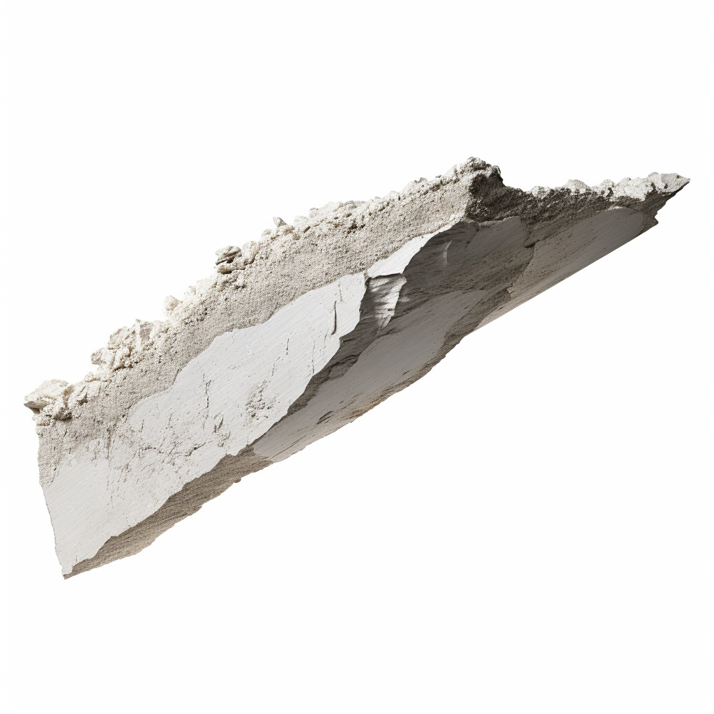 Reinforced concrete fragment in mid-air