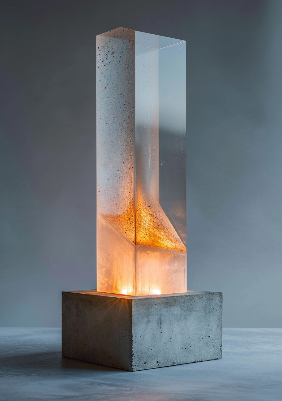 Concrete Perspex Sculpture with Soothing Light