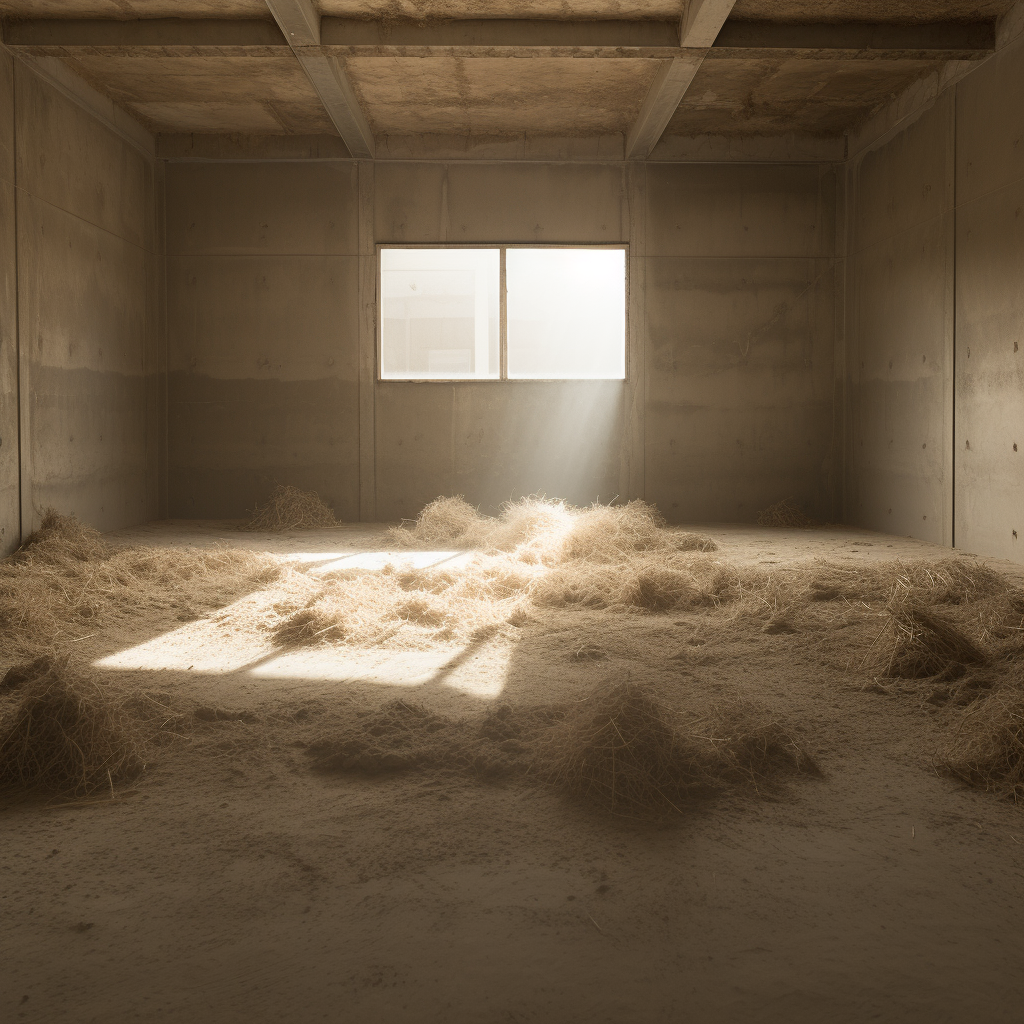 Dirty Concrete Room with Hay