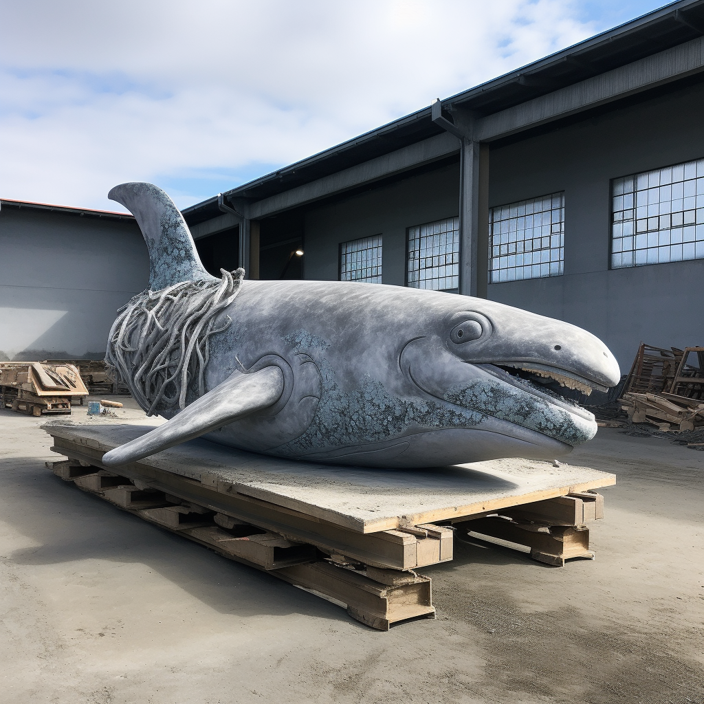 Concrete whale sculpture art