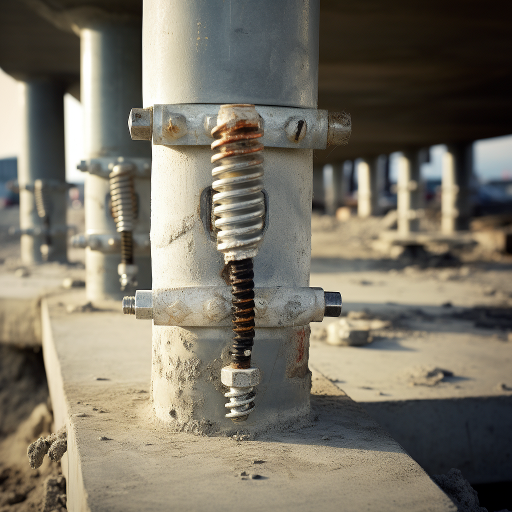 Concrete holding down bolts at construction site