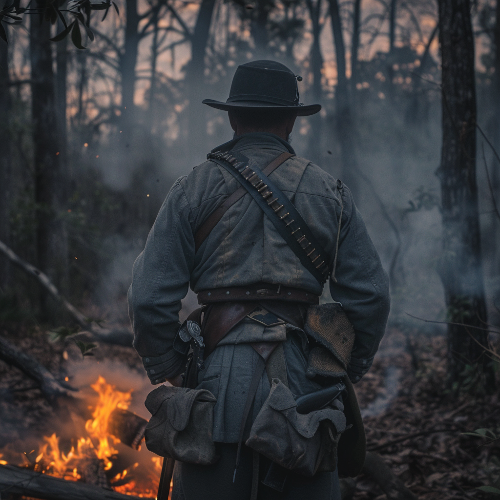 Soldier in Woods Low Light