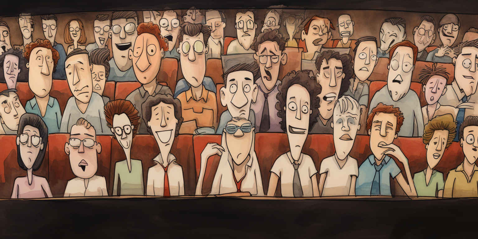 Sketch of conference audience in auditorium