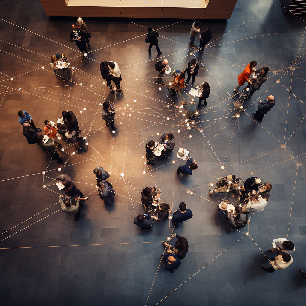 People in Conference with Network Lines