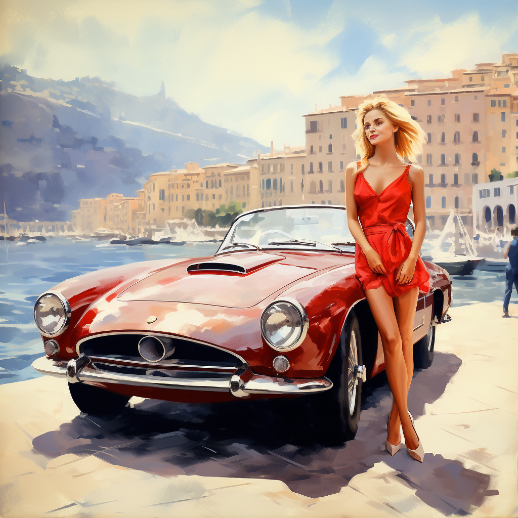 Confident Rich Lady in Italy with Ferrari