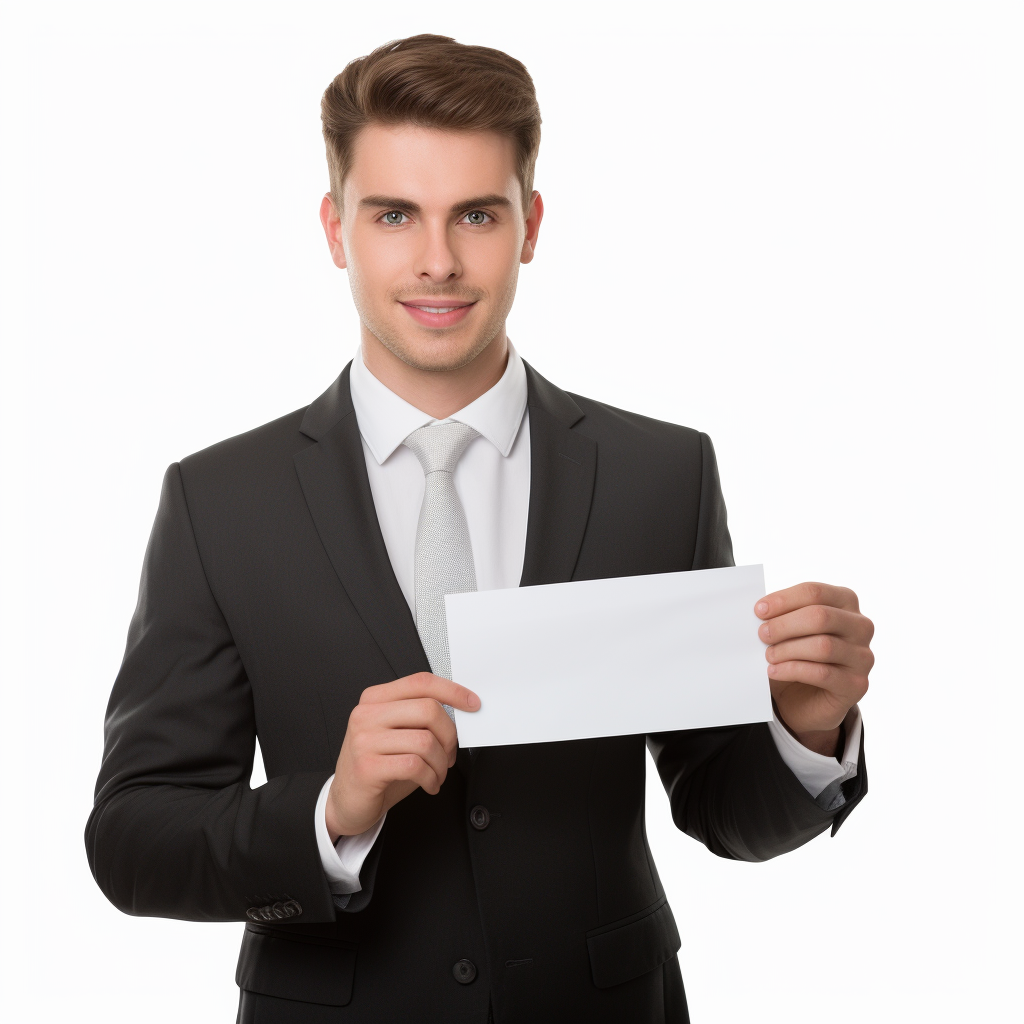 Confident businessman holding paper