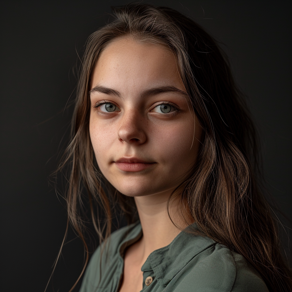 Confident female model in studio portrait