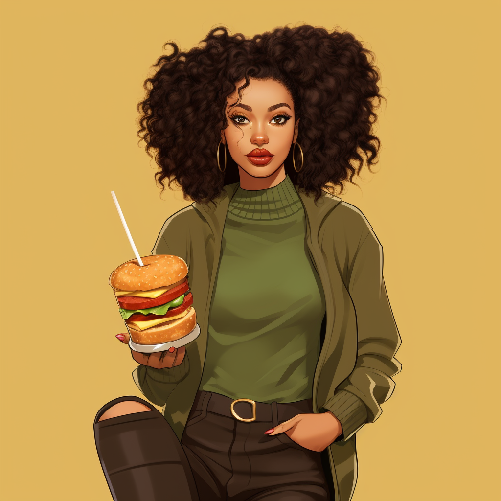 Confident mixed girl enjoying french fries