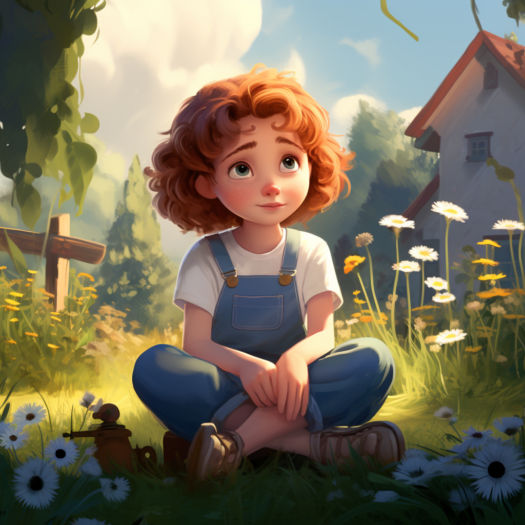 Cute girl in garden holding dandelion flower