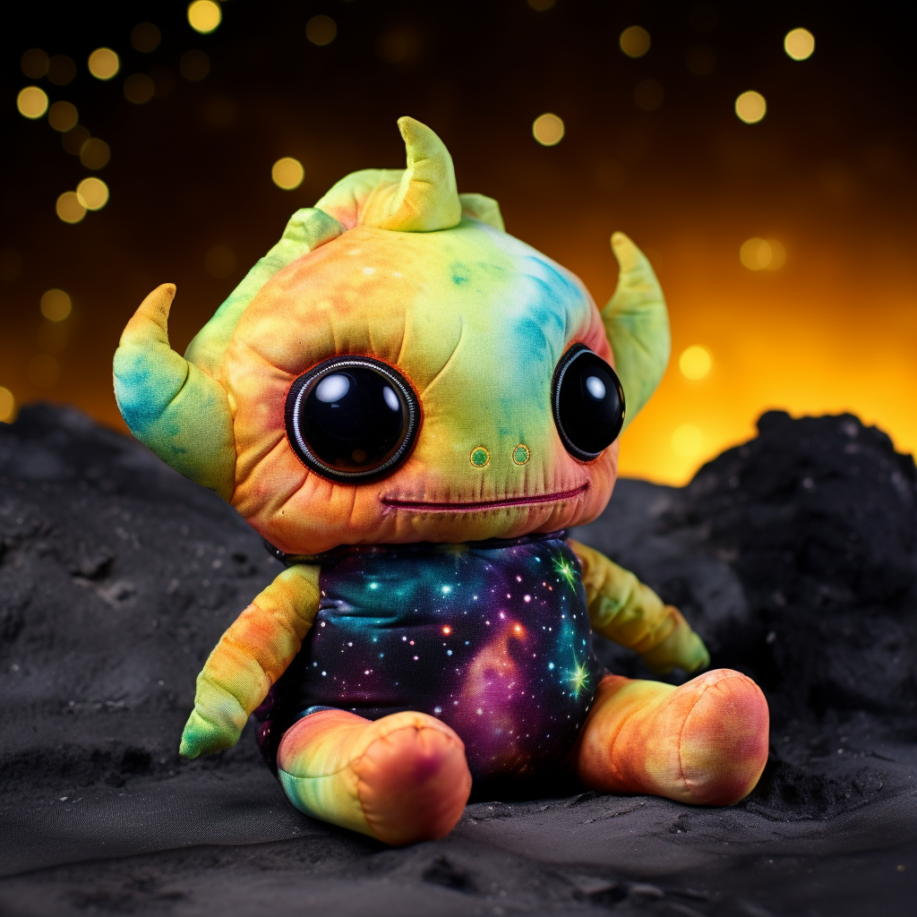 Cute confused space alien baby landing