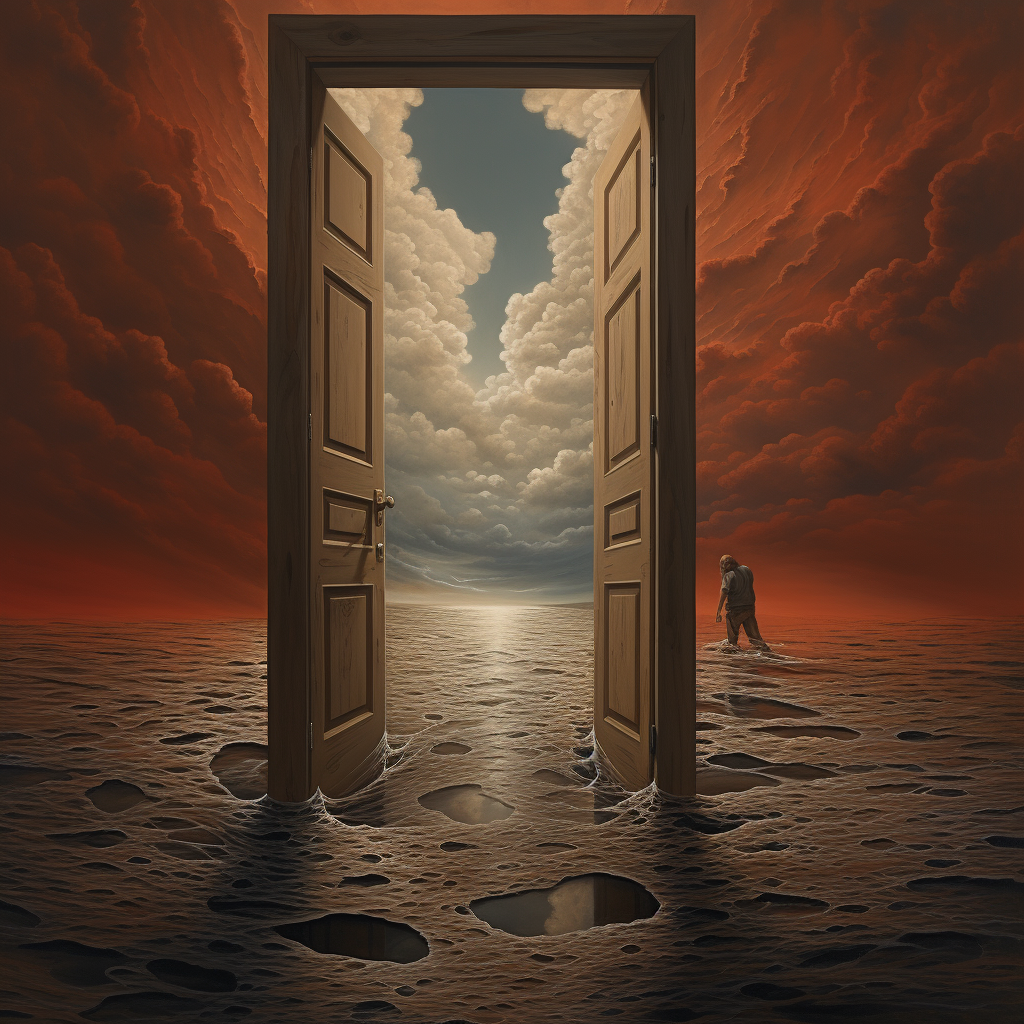 Surreal and realistic door image