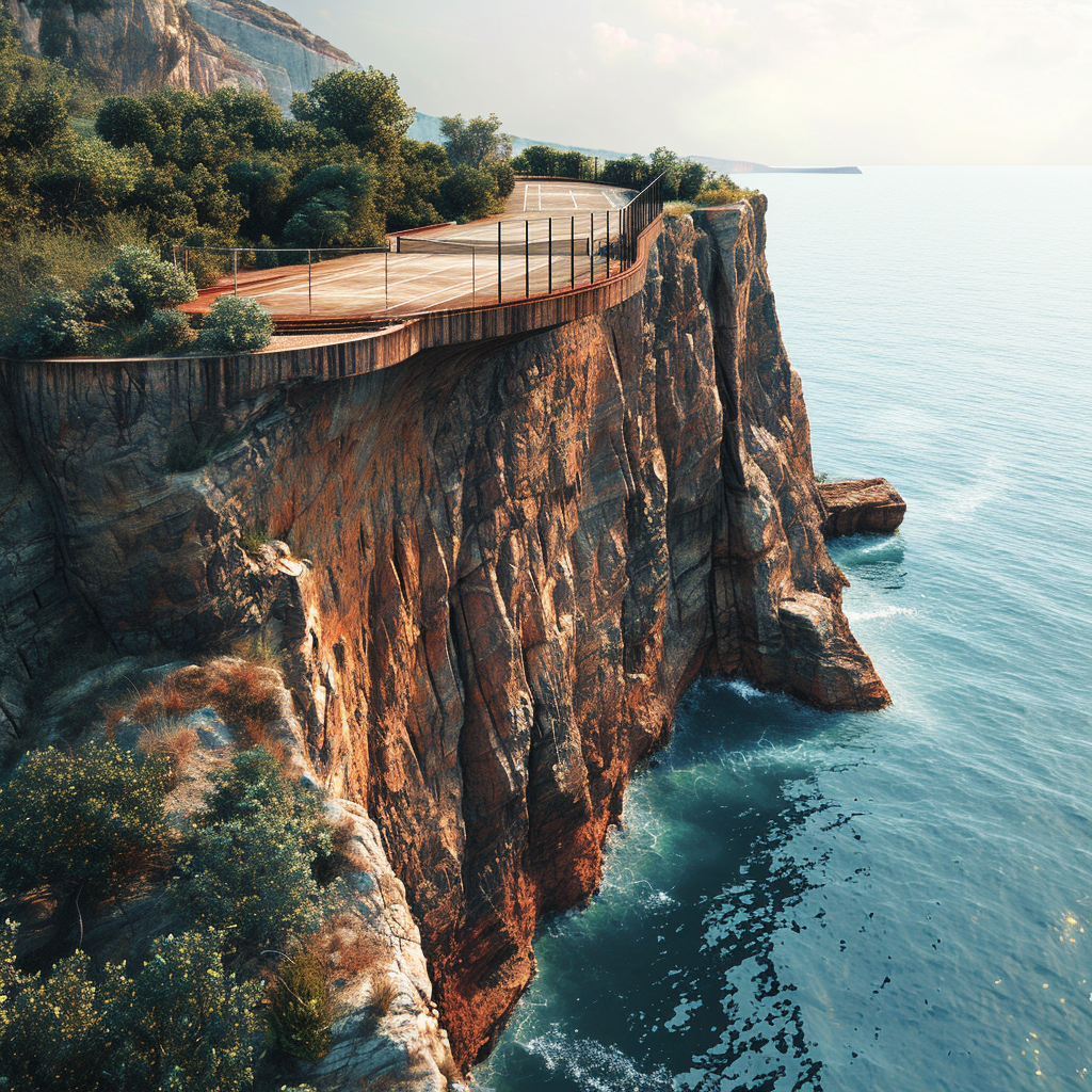 Tennis court on breathtaking clay cliff