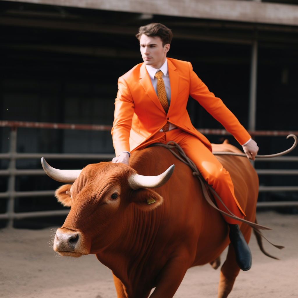 Connor Mcgregor riding a bull