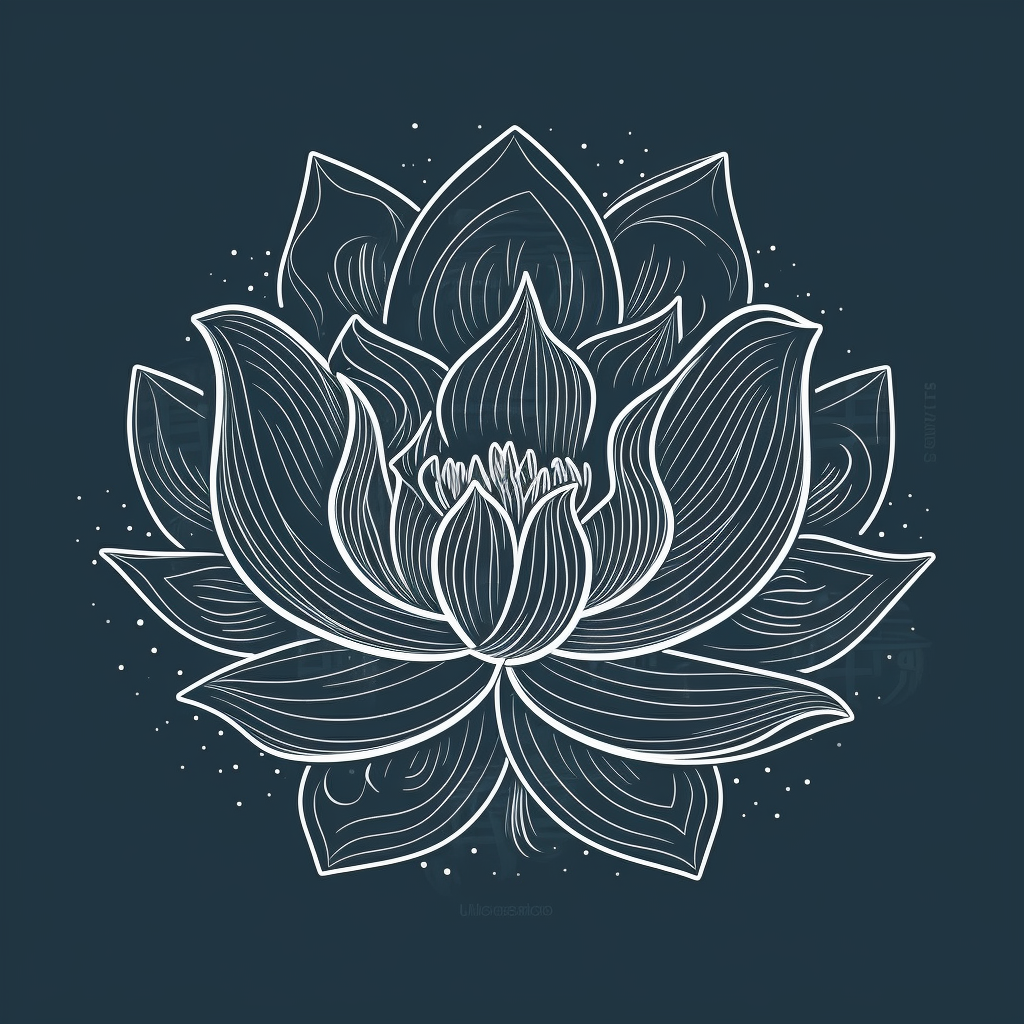 White line drawing of a conscious lotus symbol