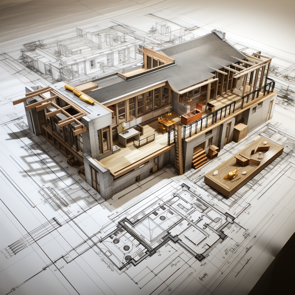 House on construction drawings