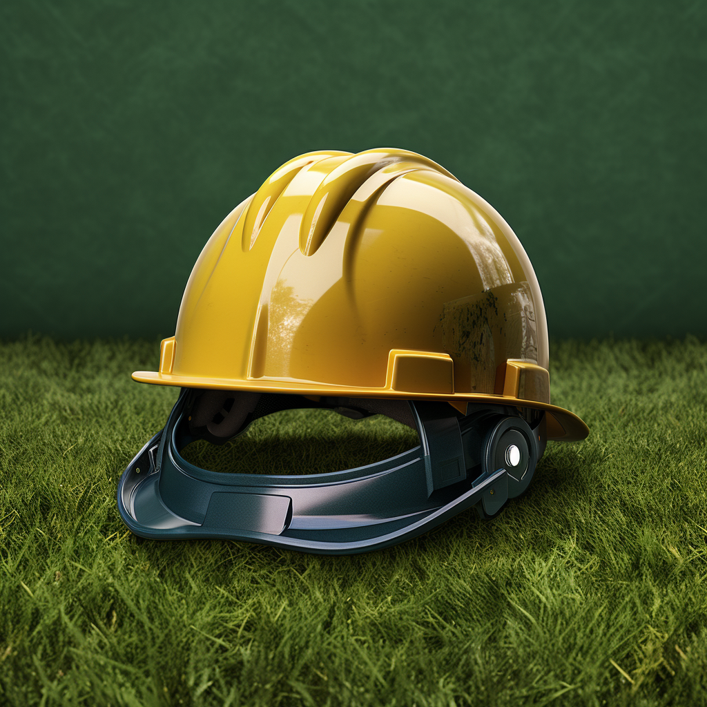 Construction helmet on grass