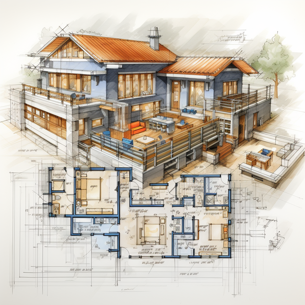 House on construction plans