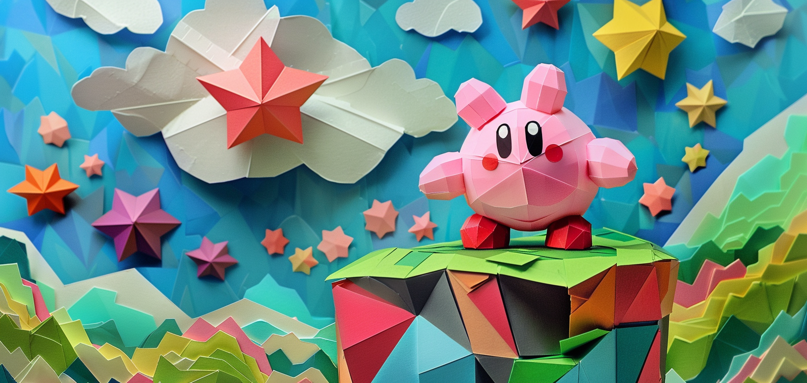 Kirby video game construction paper art