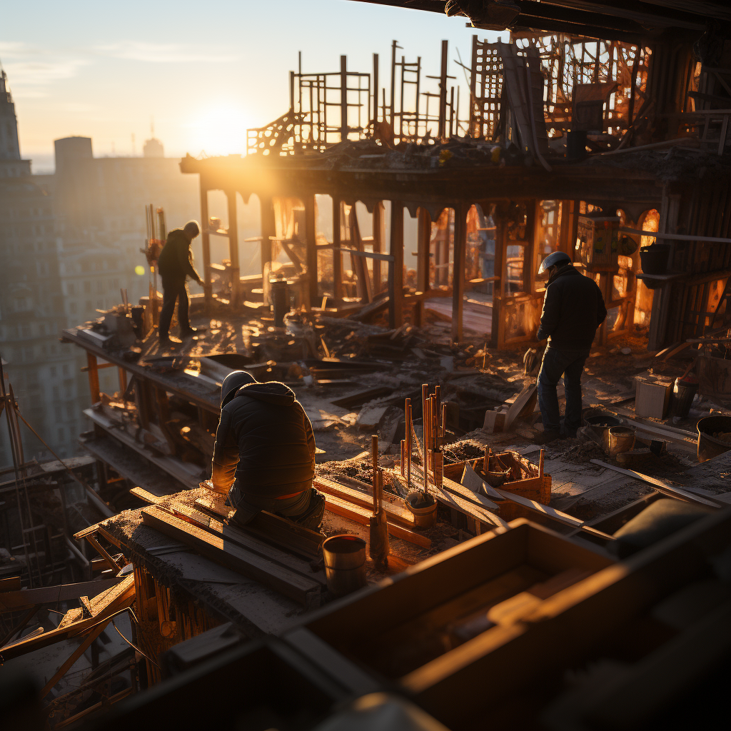 Men working in construction area