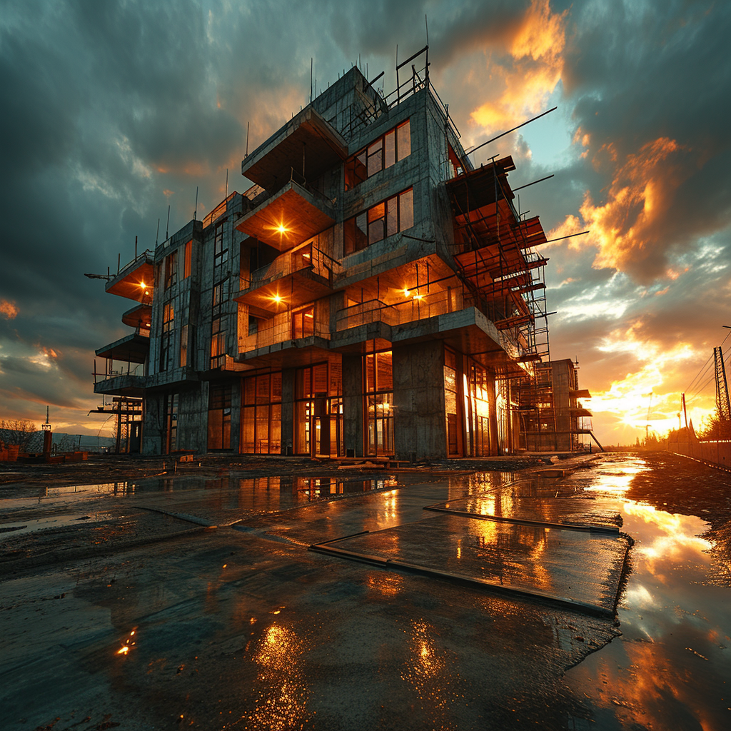 Detailed image of under construction buildings