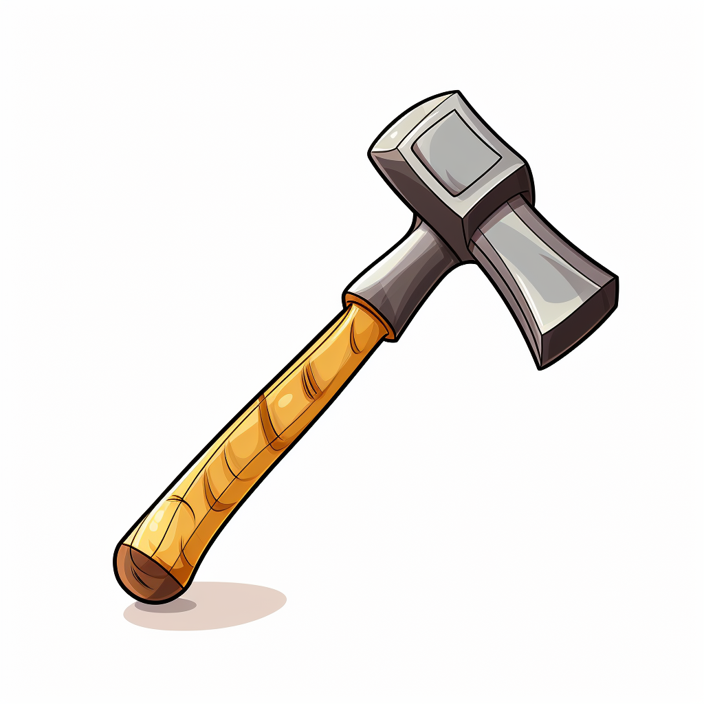 Cartoon construction hammer on white background