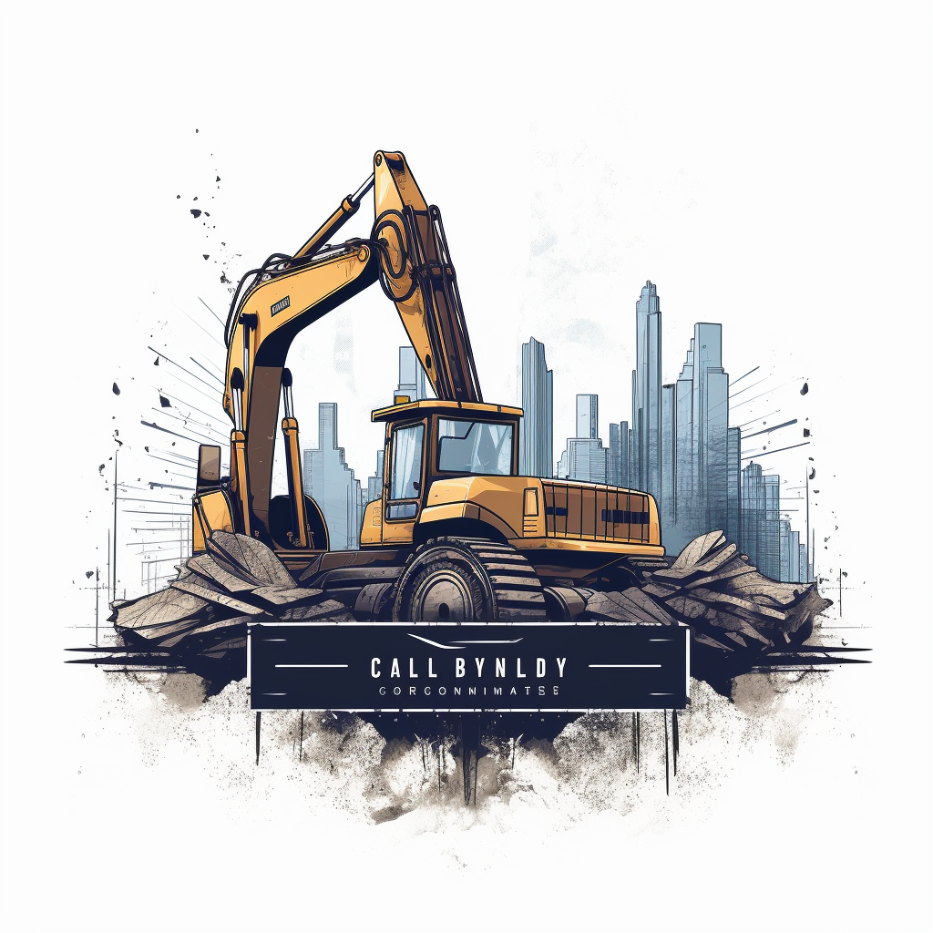 Detailed construction logo on white background