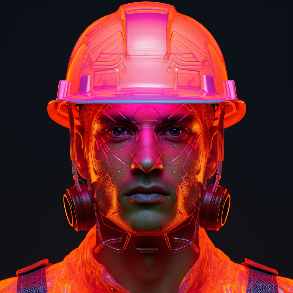 Close-up of Neon Construction Worker