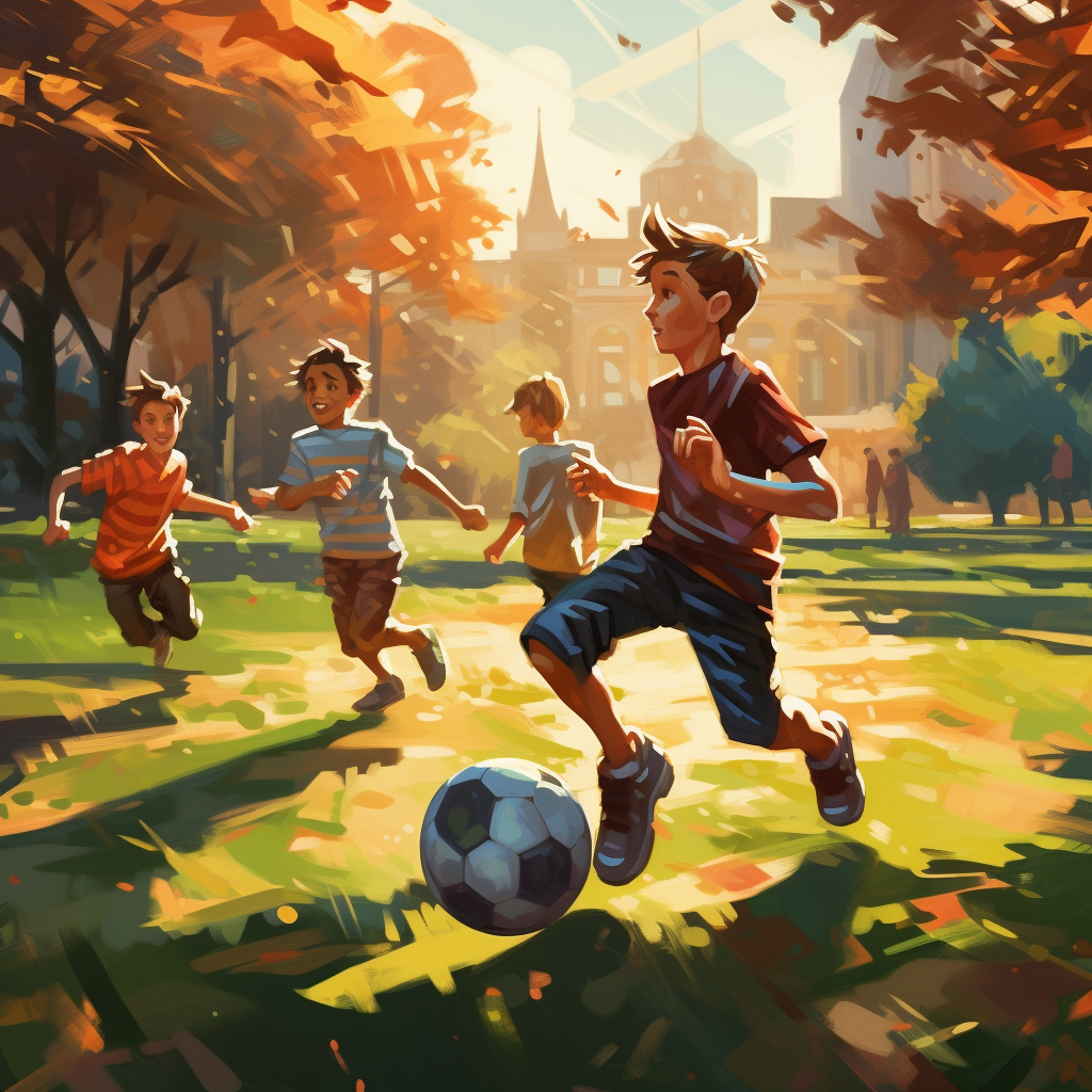 Group of Kids Playing Soccer