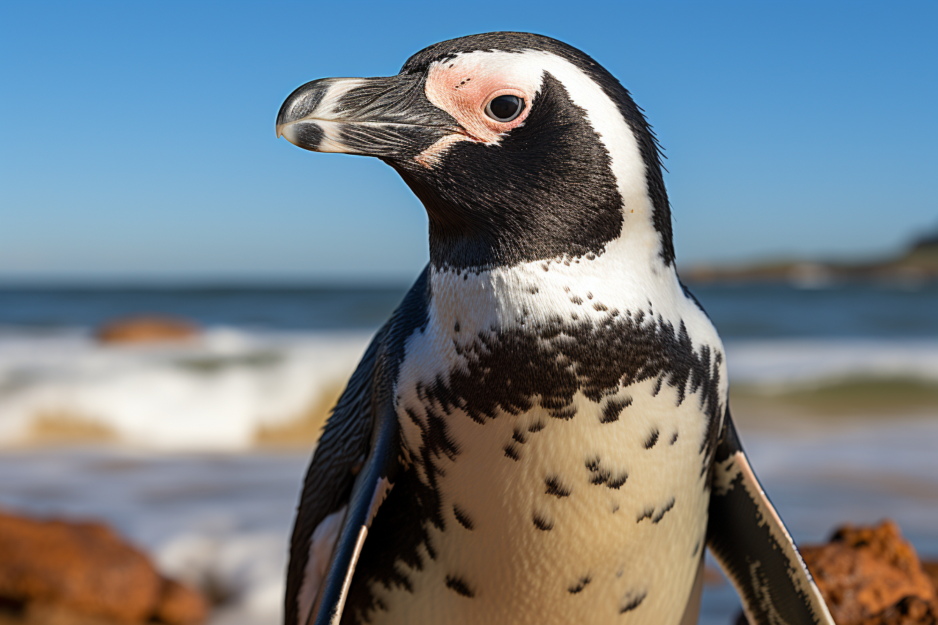 Beautiful African Penguin Gazing at the Sea