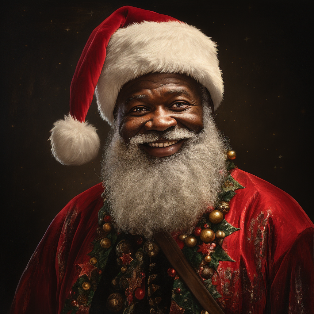 Happy African American Santa Claus with hat